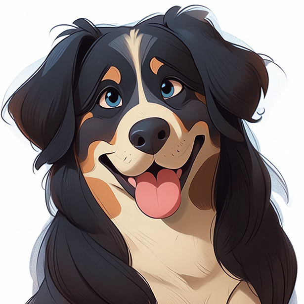 Bernese Mountain-Dog Smiling with Blue-Eyes