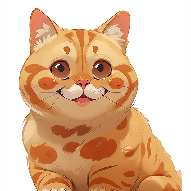 British-Shorthair Orange Cat Art Expressing Happiness