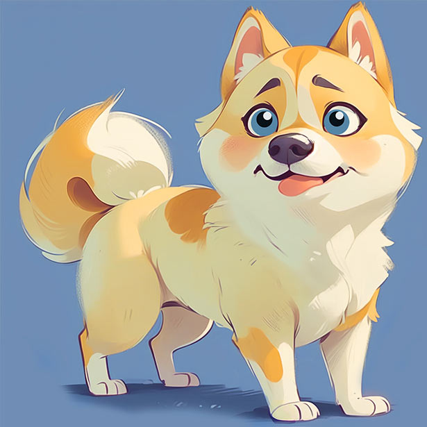 Cheerful Shiba Inu Art: Blue Eyes, Expressing Happiness