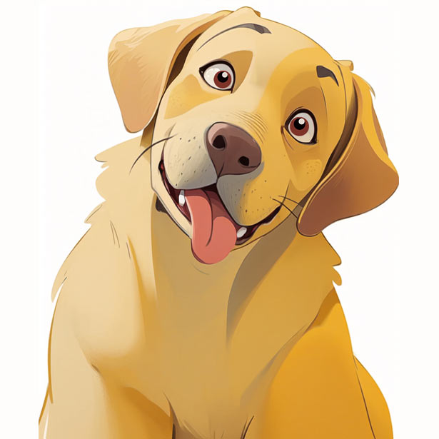 Funny Yellow Lab Dog Art Tongue Out Brown Eyes