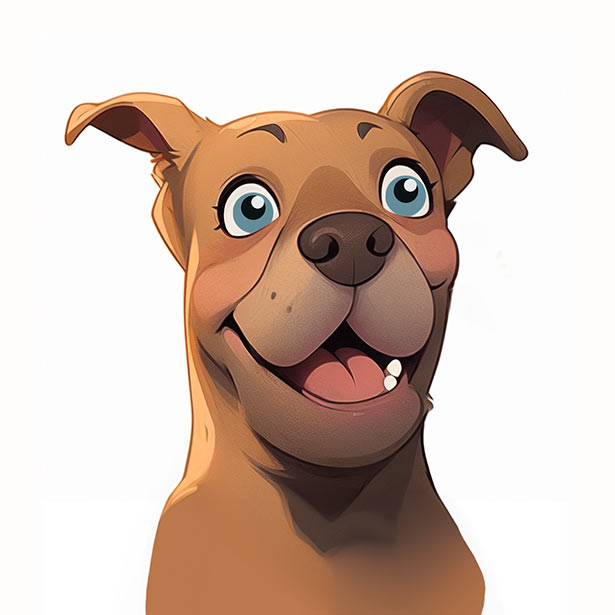 Happy Brown Pit Bull Terrier Art