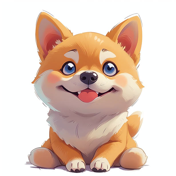 Adorable Shiba Inu Puppy Art: Sitting Sweetly