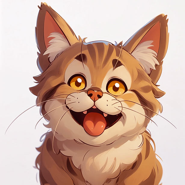 Cheerful Domestic Shorthair Cat Art: Tongue Out in Happiness