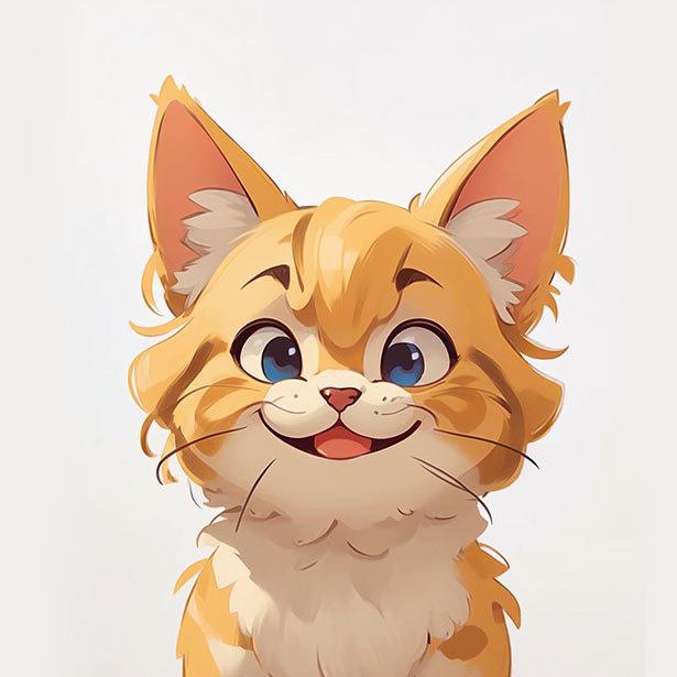 Domestic Shorthair Cat Art: Standing Proudly with a Smile