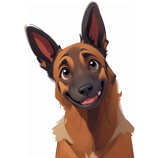 Smiling Belgian Malinois with Tilted Head