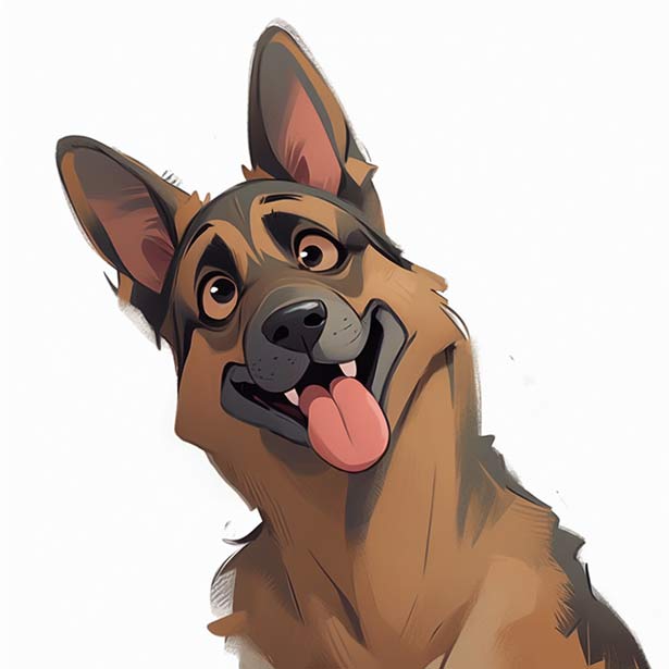 Happy German Shepherd with Tilted Head