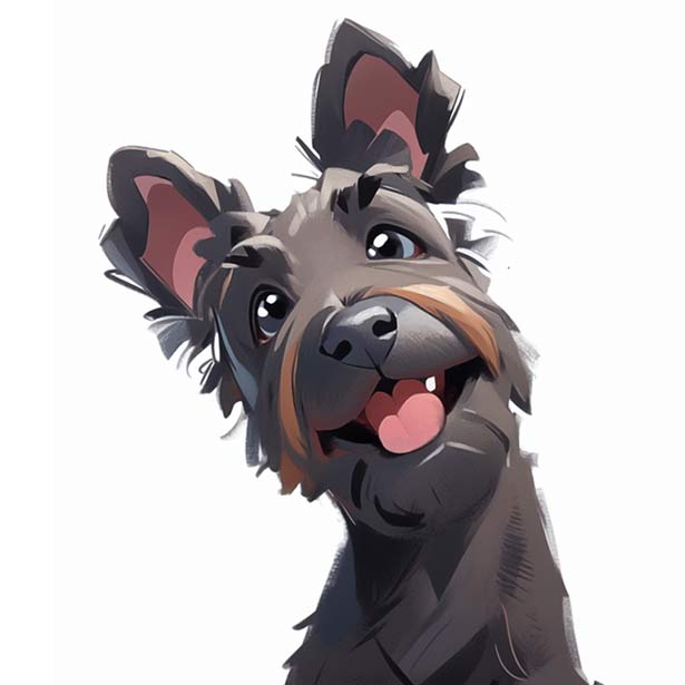 Happy Scottish Terrier Drawing