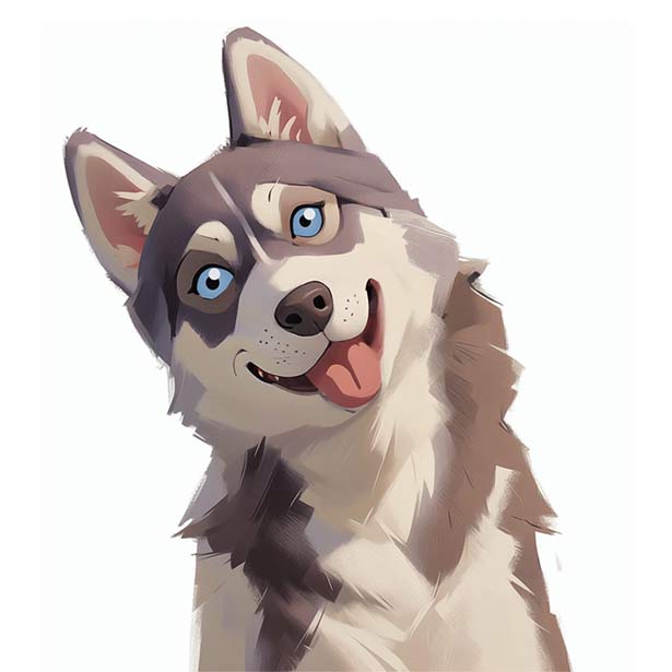 Happy Siberian Husky Artwork