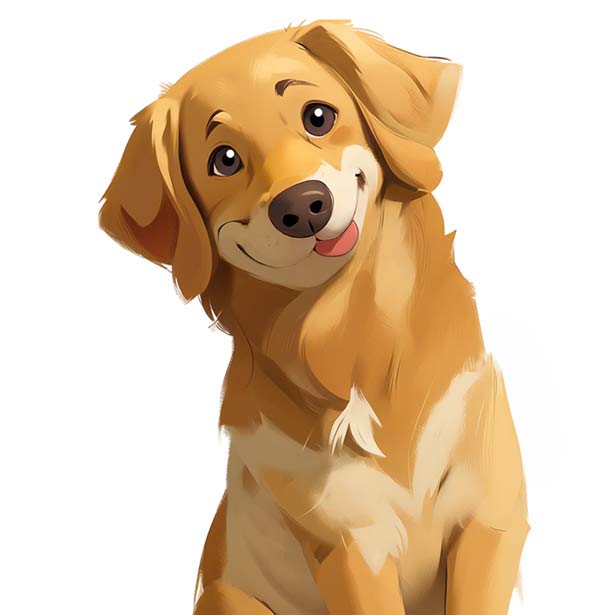 Goofy Golden Retriever Artwork